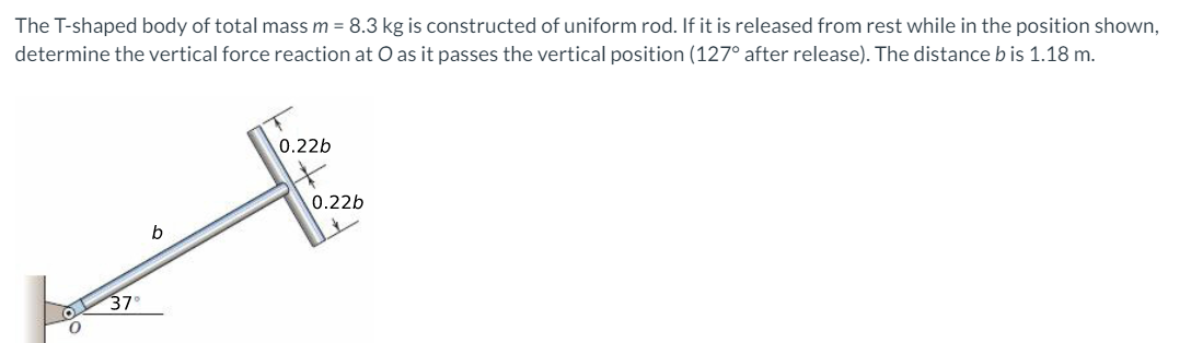 Solved The T-shaped body of total mass m = 8.3 kg is | Chegg.com