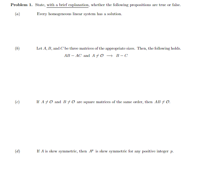 Solved This Homework Problem Is For My Linear Algebra Class. | Chegg.com