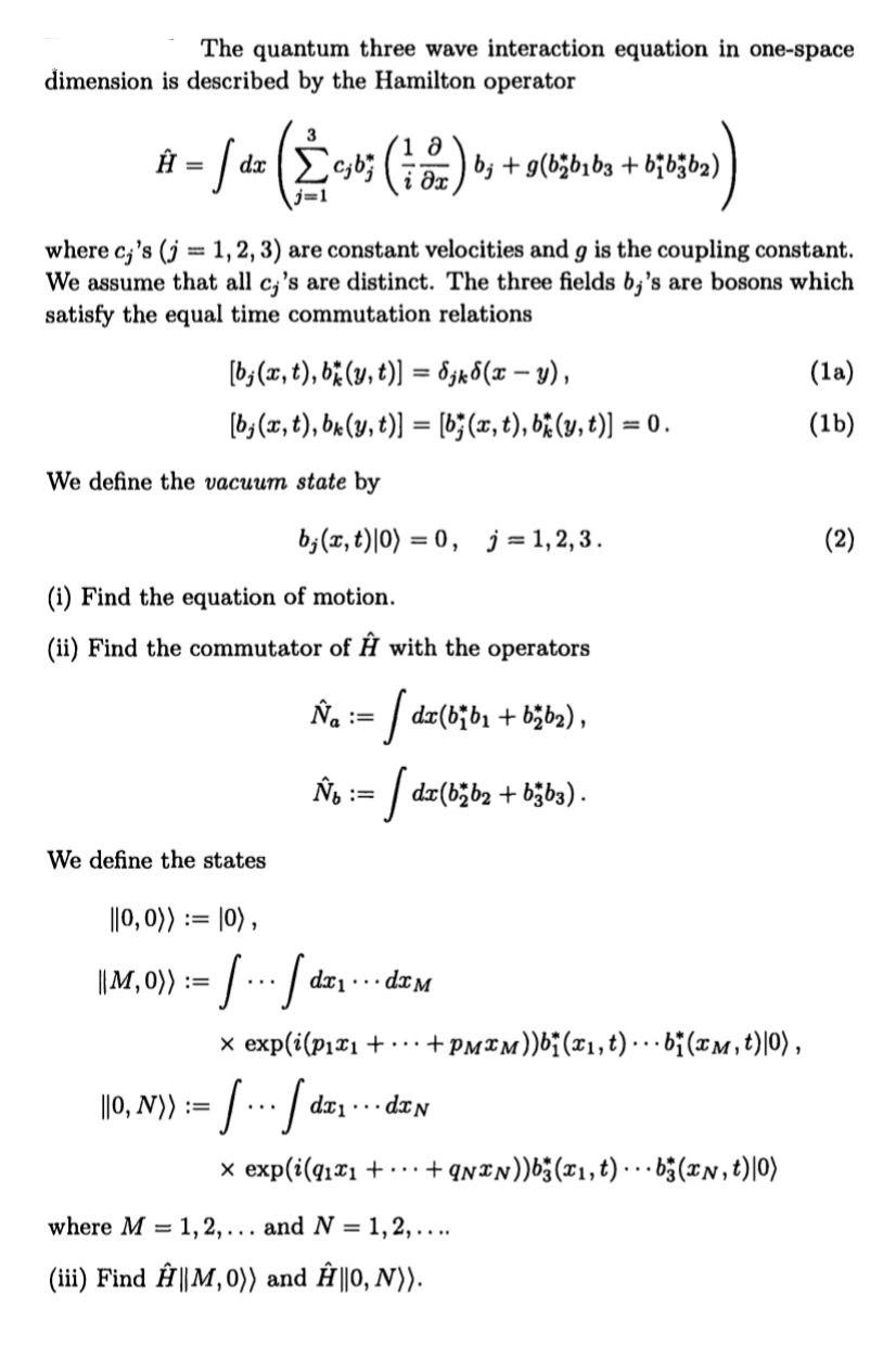 The quantum three wave interaction equation in | Chegg.com