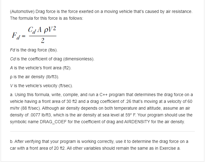 force of air resistance formula