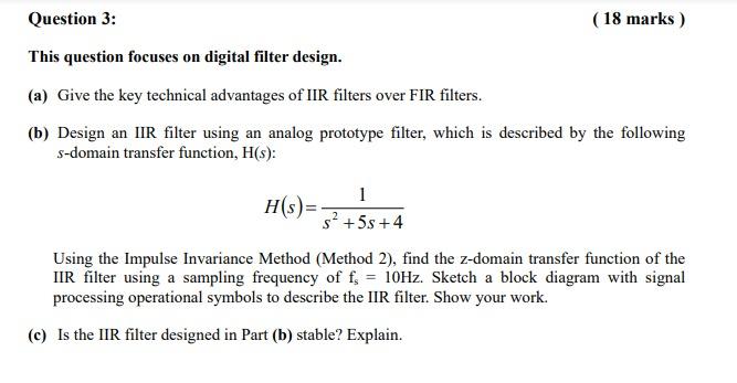 Solved Question 3 18 Marks This Question Focuses On Di Chegg Com