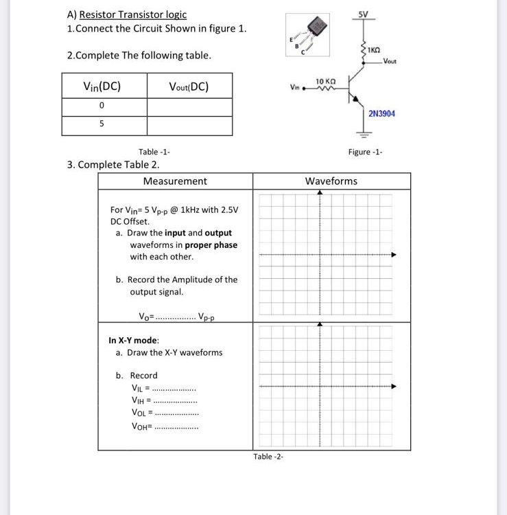 Solved A) Resistor Transistor logic 1. Connect the Circuit