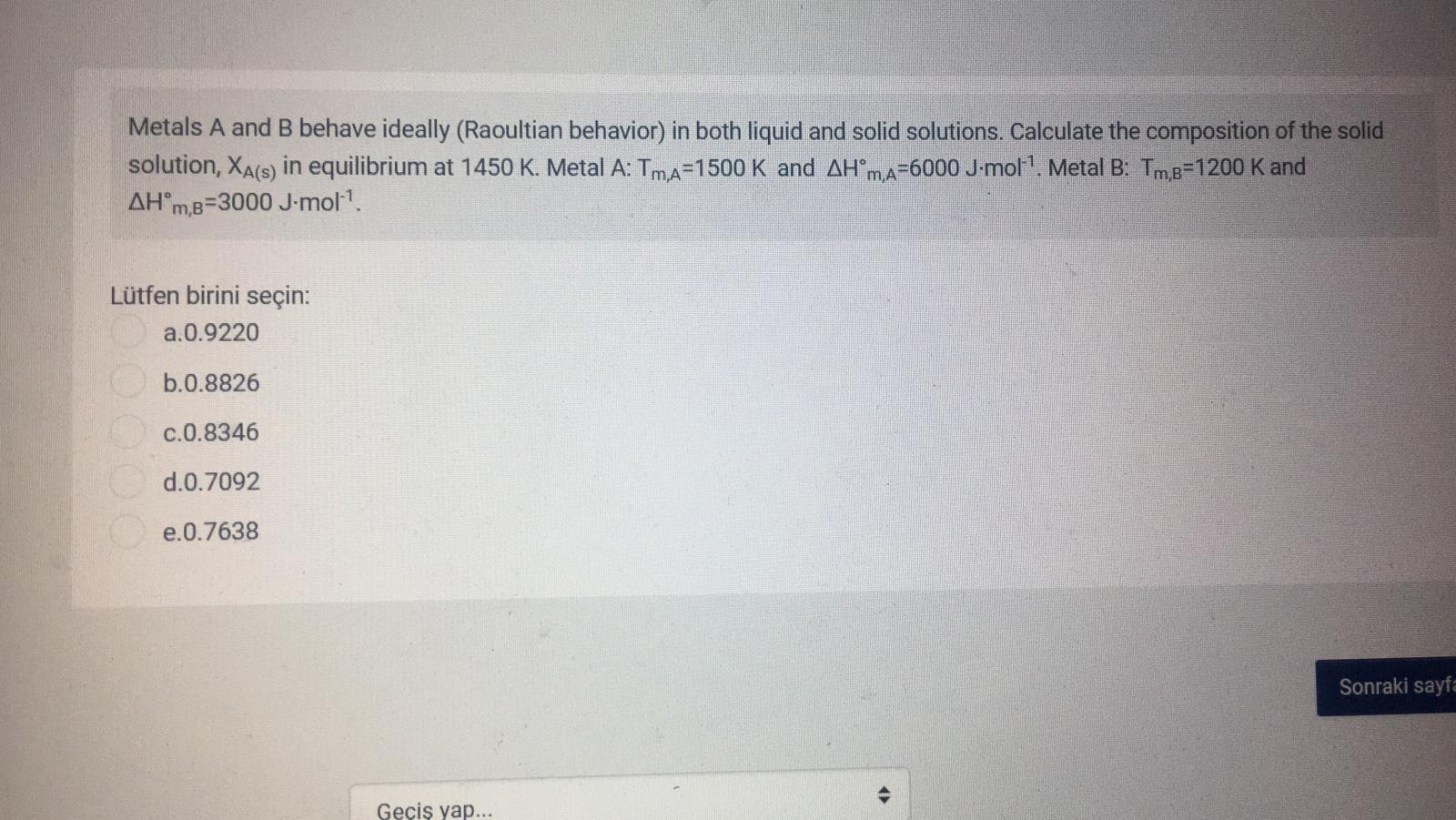 Solved Metals A And B Behave Ideally (Raoultian Behavior) In | Chegg.com