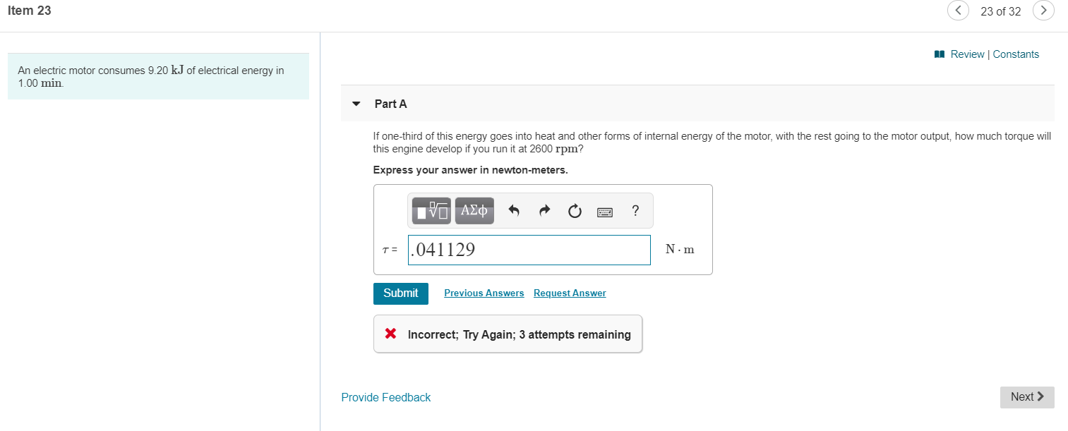 Solved Item 23 © 23 of 32 > Review Constants An electric