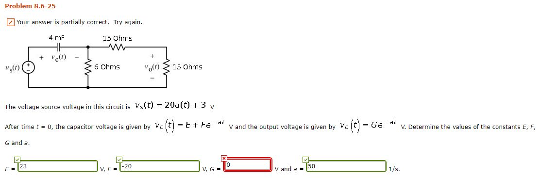 Solved Problem 8.6-25 Your Answer Is Partially Correct. Try | Chegg.com