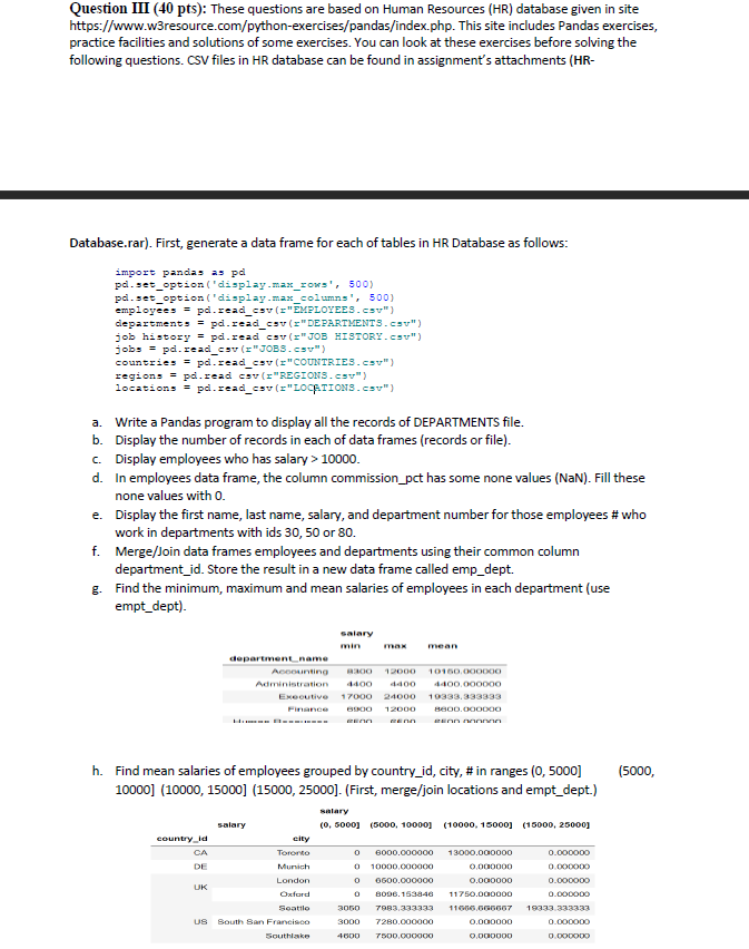 Solved Question III (40 pts): These questions are based on | Chegg.com