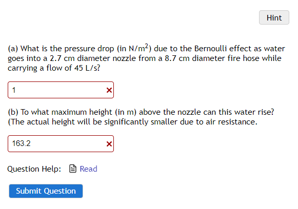 Solved Hint (a) What is the pressure drop (in N/m2) due to | Chegg.com