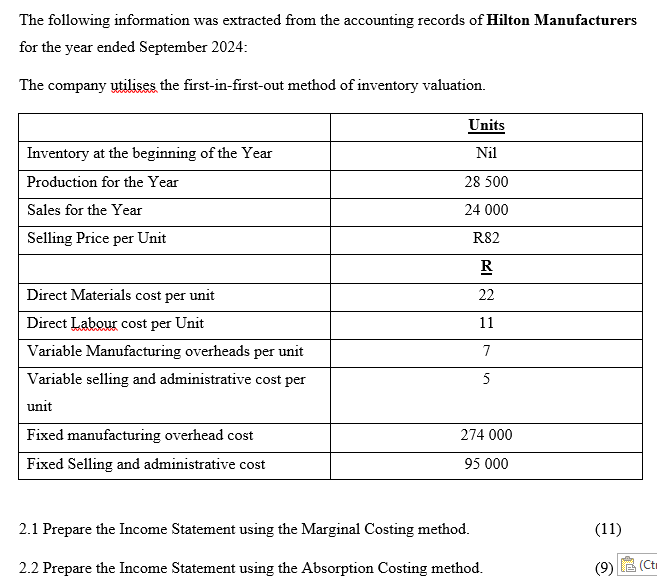 Solved The following information was extracted from the | Chegg.com