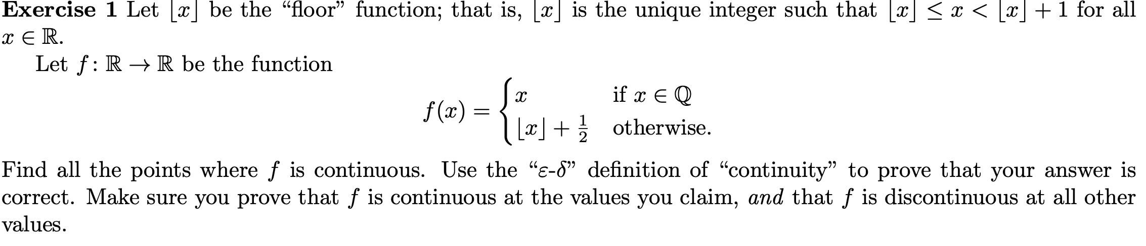 Solved Exercise 1 Let ⌊x⌋ be the 