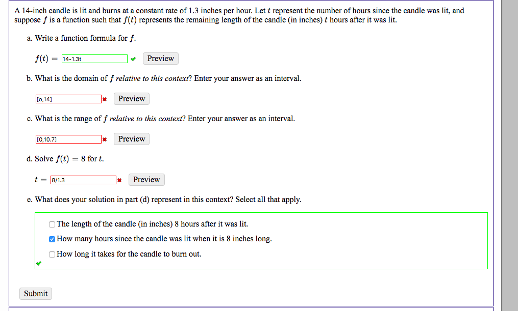 Solved A 14inch candle is lit and burns at a constant rate