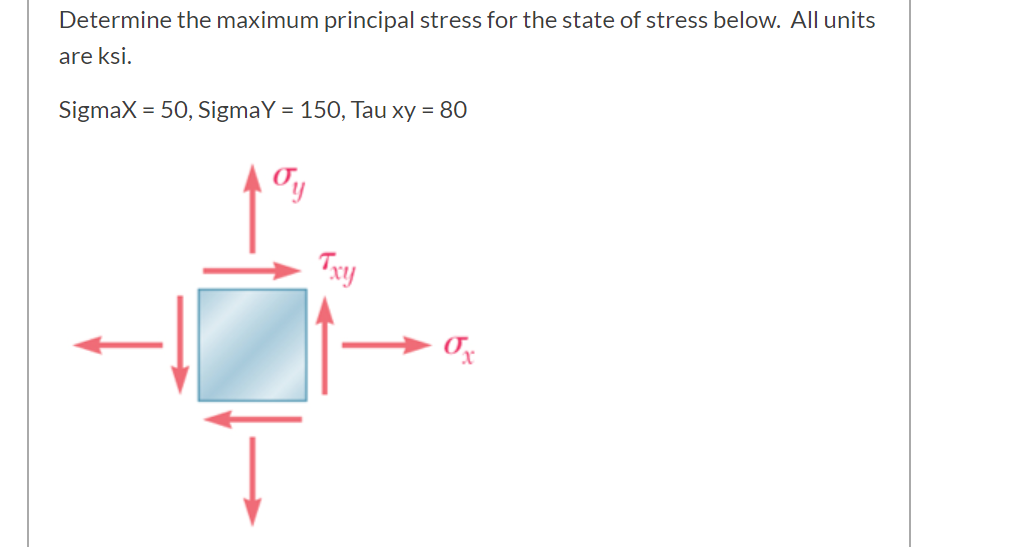 Solved Determine the maximum principal stress for the state | Chegg.com