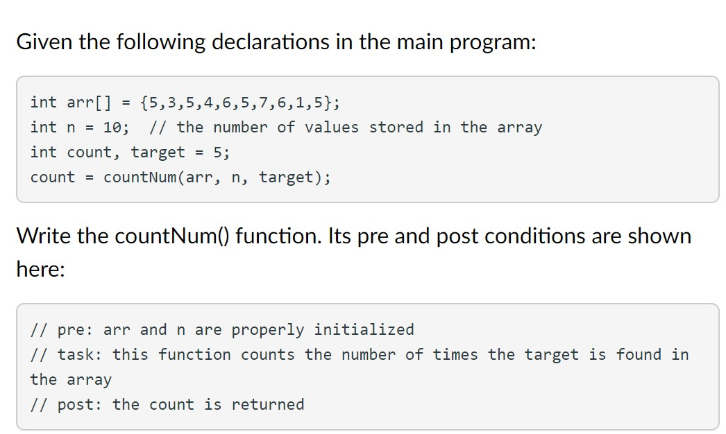 Solved Given the following declarations in the main program: | Chegg.com
