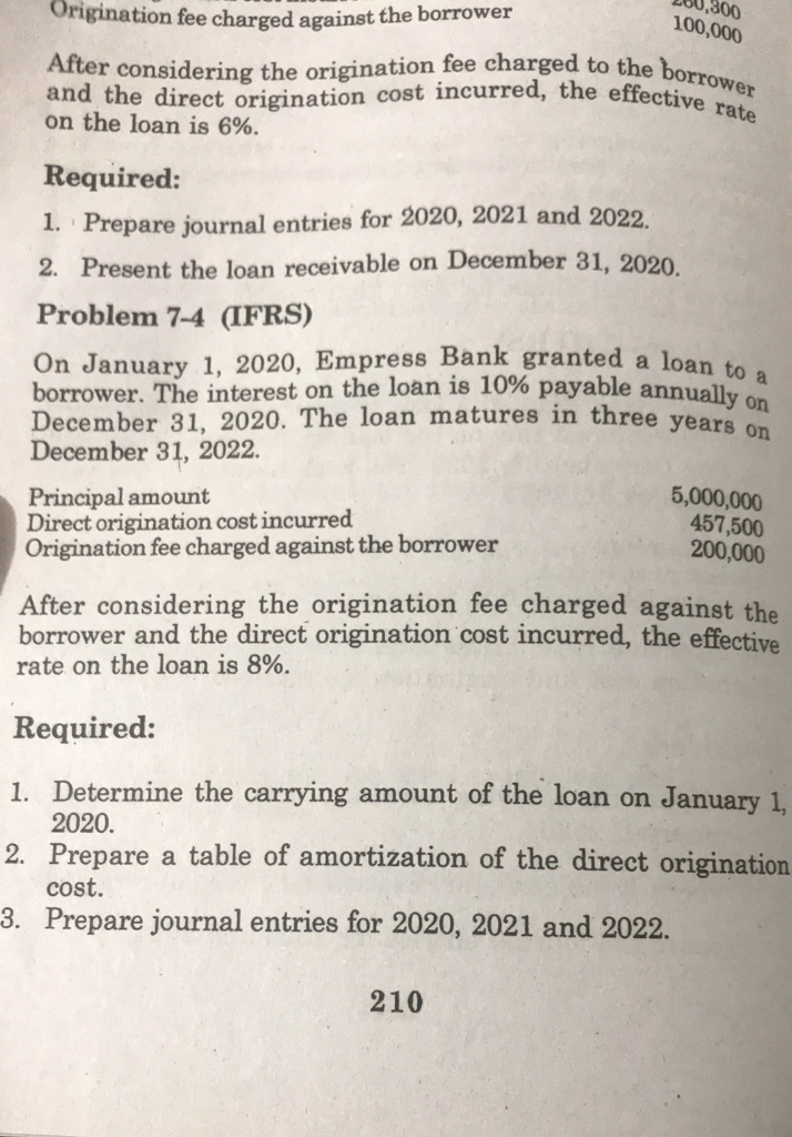 Solved ,300 100,000 After considering the origination fee | Chegg.com