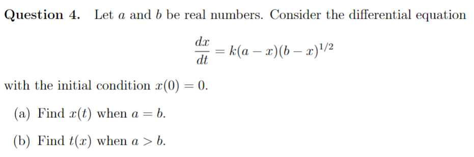 Solved Let a and b be real numbers. Consider the | Chegg.com