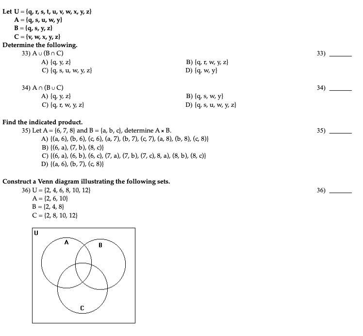 Solved Use The Venn Diagram To List The Set Of Elements I Chegg Com