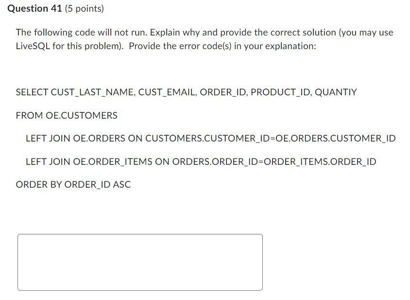 Solved The following code will not run. Explain why and | Chegg.com