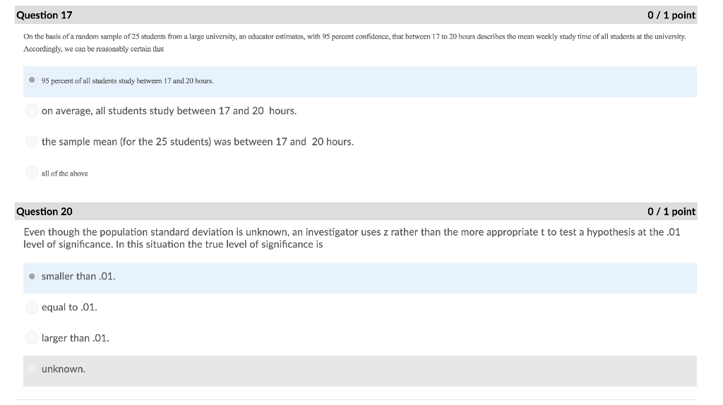 Solved Question 17 0 1 point On the basis of a random sample | Chegg.com