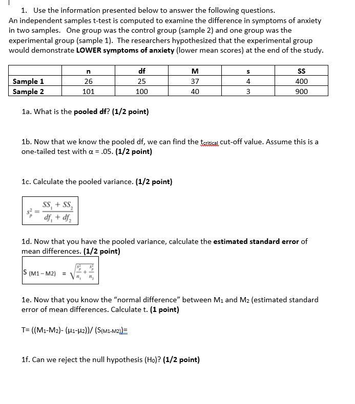 Experimental vs. Comparison group: Mean scores, standard