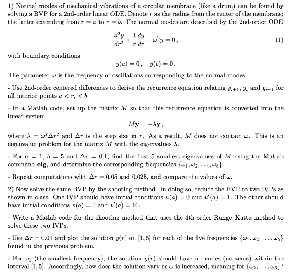 1 Normal Modes Of Mechanical Vibrations Of A Circ Chegg Com