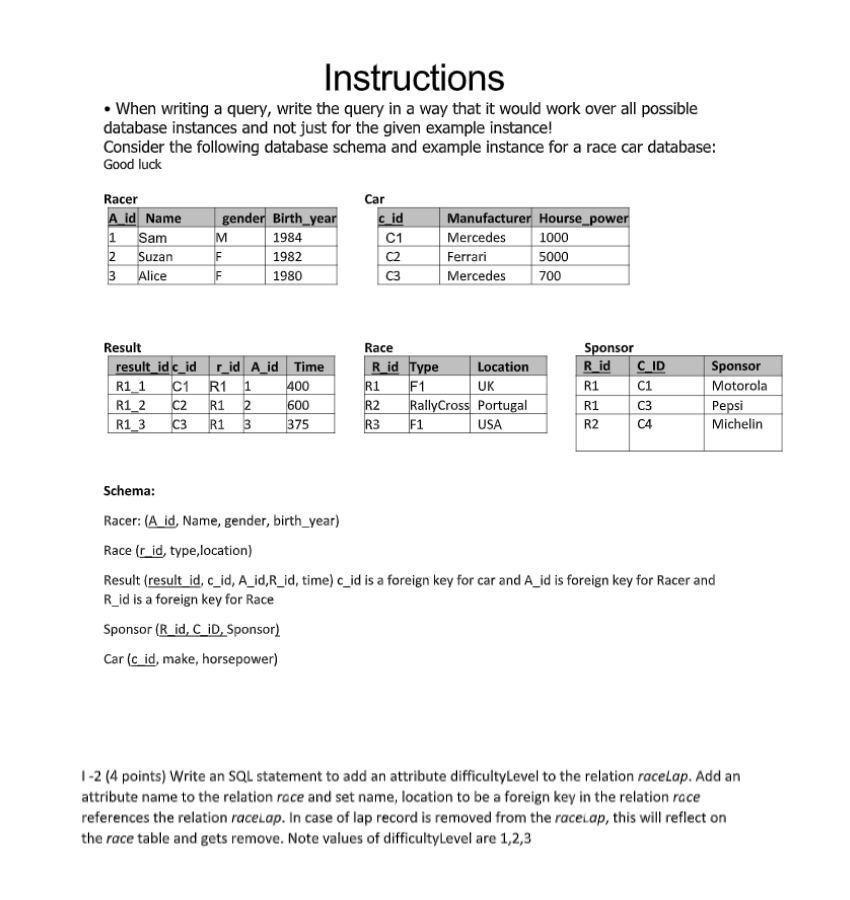 Solved Instructions • When writing a query, write the query | Chegg.com
