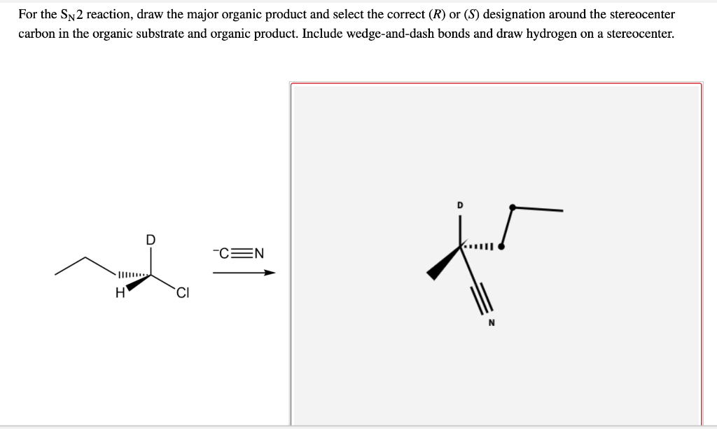 Solved For the Sy2 reaction, draw the major organic product | Chegg.com
