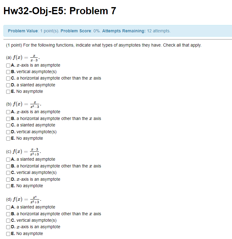 Solved Hw32ObjE5 Problem 6 Problem Value 1 point(s).