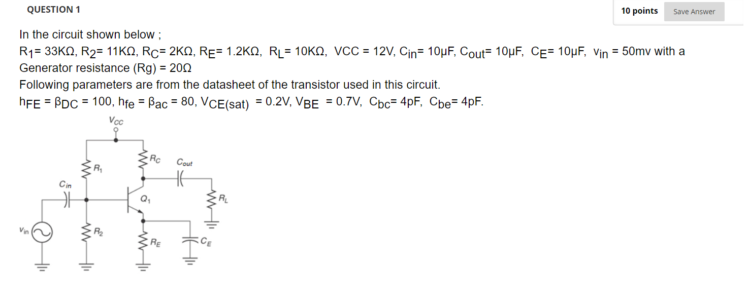 Solved QUESTION 1 10 points Save Answer In the circuit shown | Chegg.com