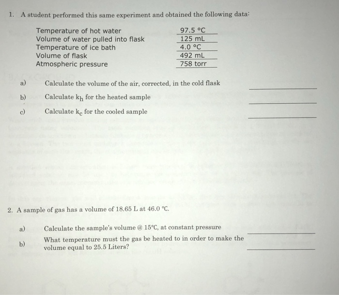 Solved 1. A student performed this same experiment and | Chegg.com