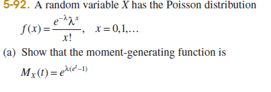 Solved 5-92. A random variable X has the Poisson | Chegg.com