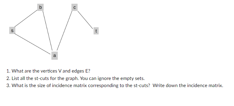 Solved What are the vertices V ﻿and edges E ?List all the | Chegg.com