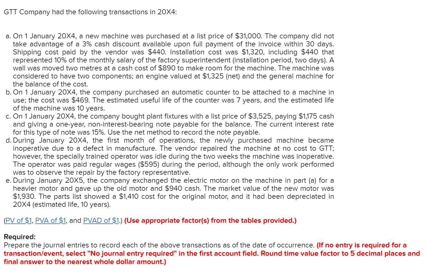 Solved A) Record the entry for purchase of a new machine at | Chegg.com