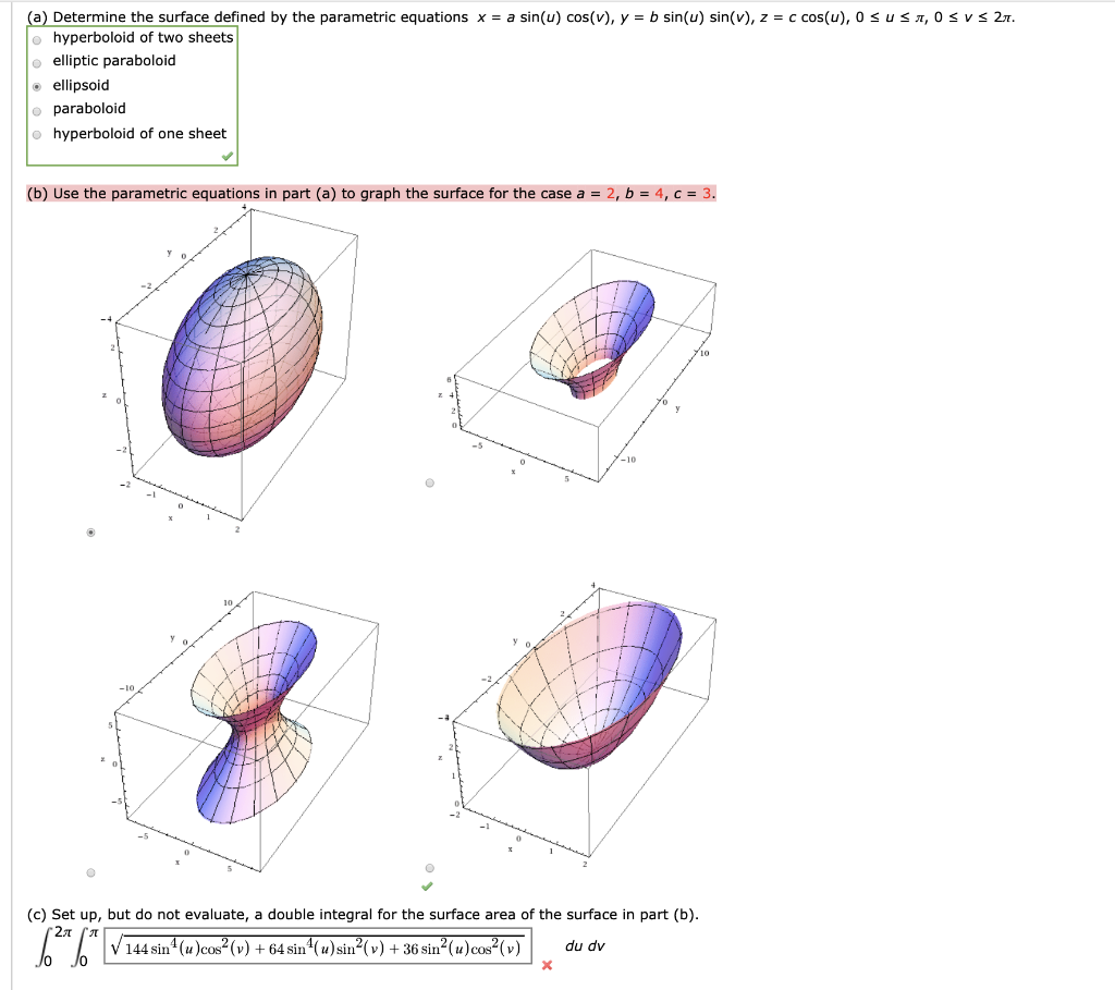 Solved A Determine The Surface Defined By The Parametric Chegg Com