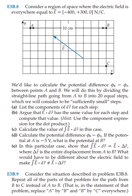 Solved E3B.8 Consider a region of space where the electric | Chegg.com