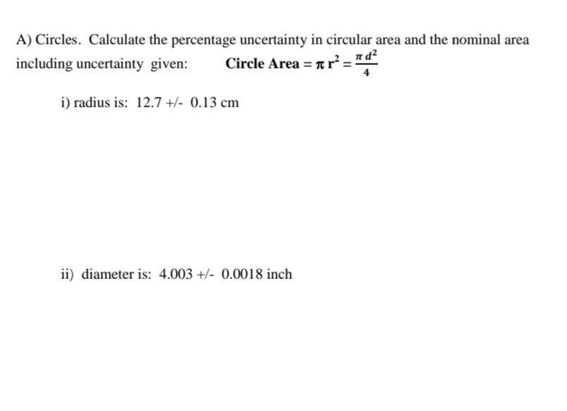 solved-a-circles-calculate-the-percentage-uncertainty-in-chegg