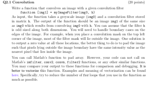Solved Q2.1 Convolution (20 points) Write a function that | Chegg.com