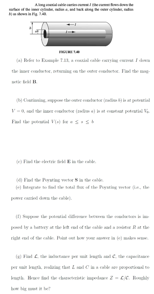 Solved A Long Coaxial Cable Carries Current I The Curren Chegg Com