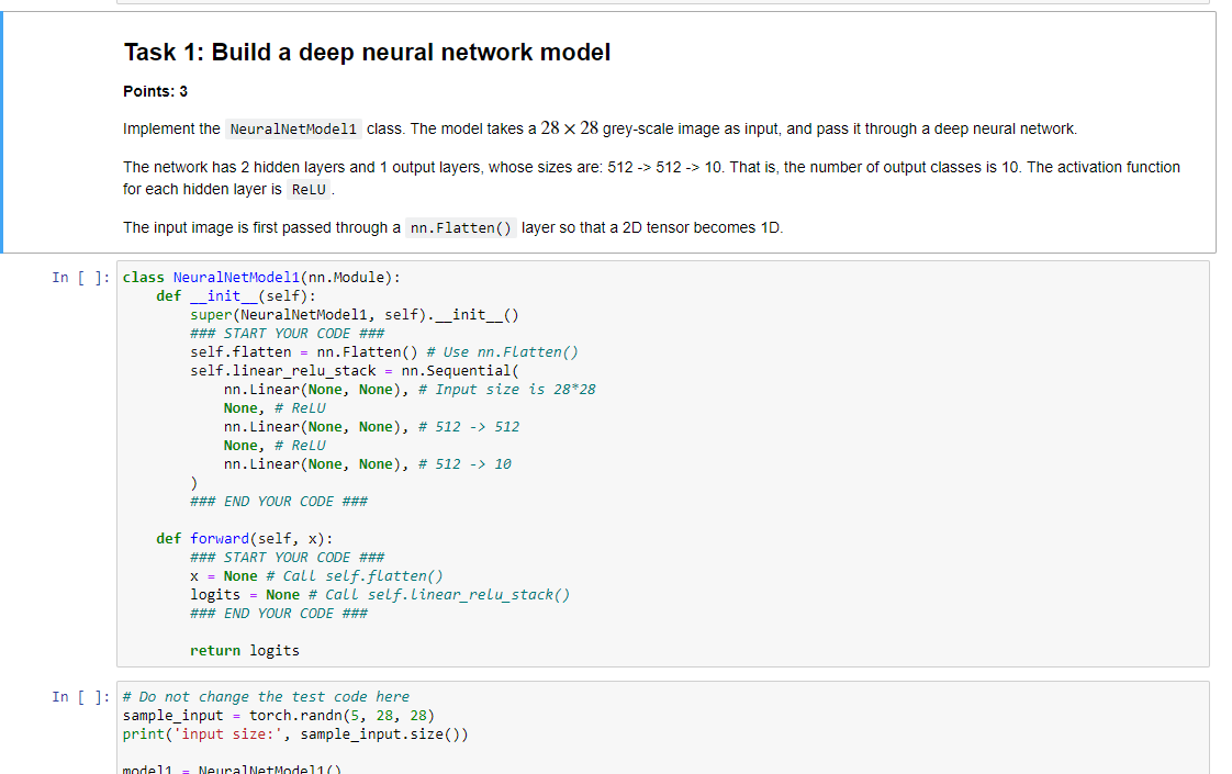 Solved Task 1: Build A Deep Neural Network Model Points: 3 | Chegg.com