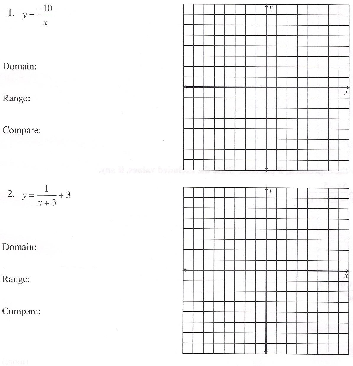graph the function and identify the domain and range 1 point