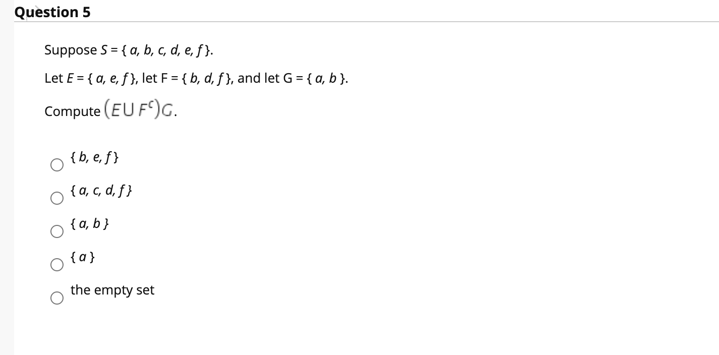 Solved Question 5 Suppose S A B C D E F Let E Chegg Com