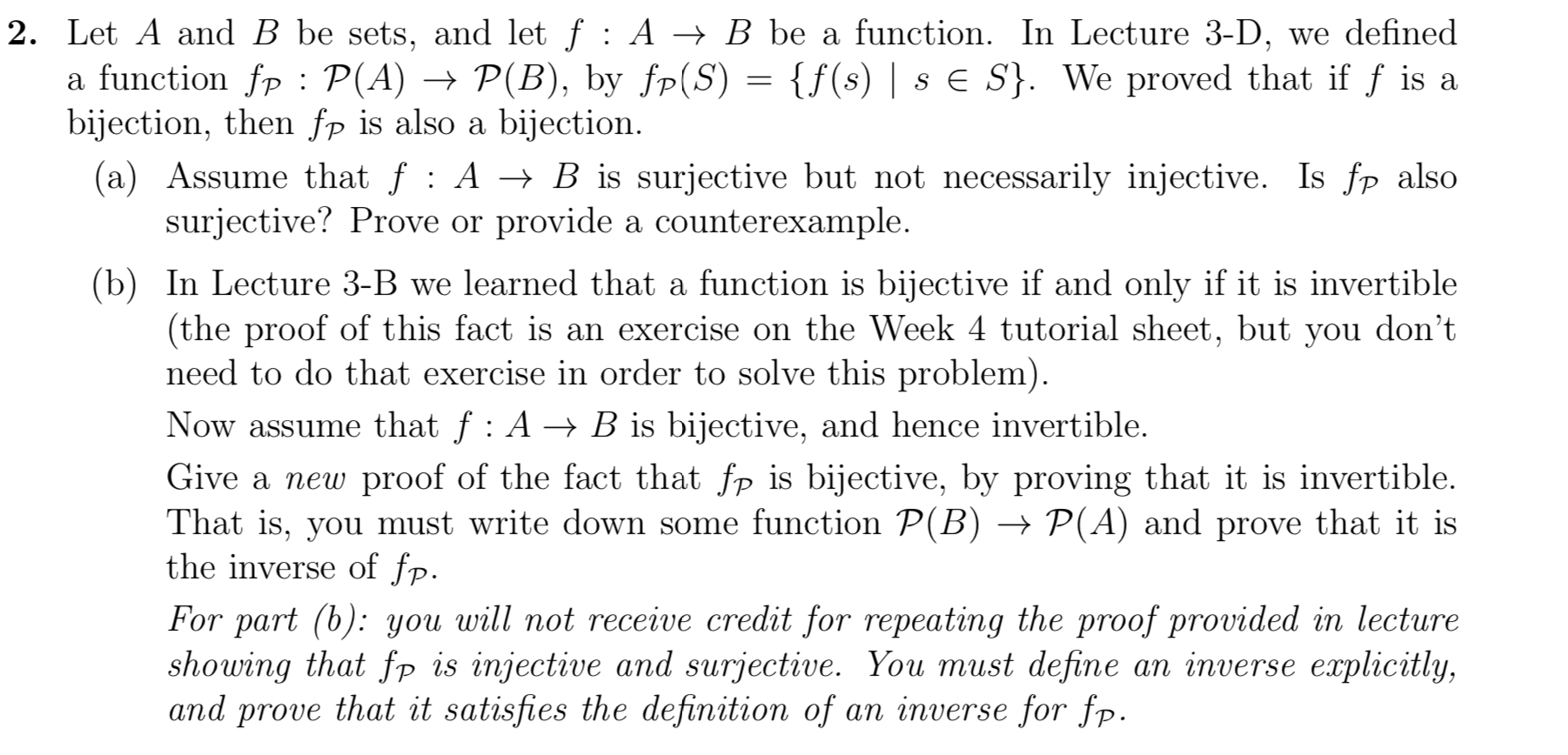 Solved Let A And B Be Sets,and Let F:A→B Be A Function. | Chegg.com