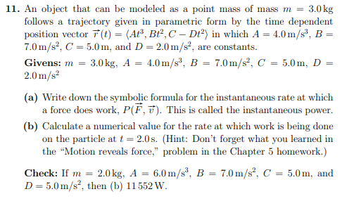 Point Mass Object Solved 11. An object that can be modeled as a point mass of | Chegg.com