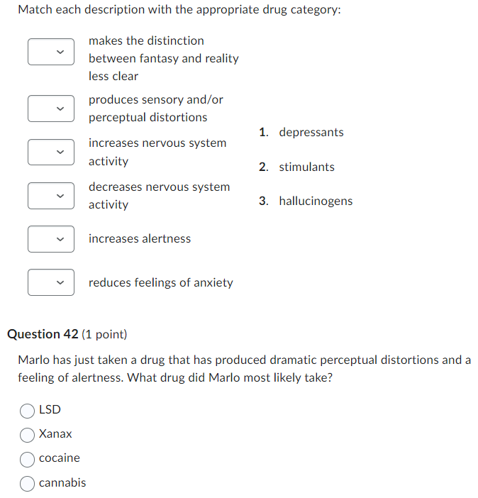 Solved Match each drug with the correct category: nicotine | Chegg.com