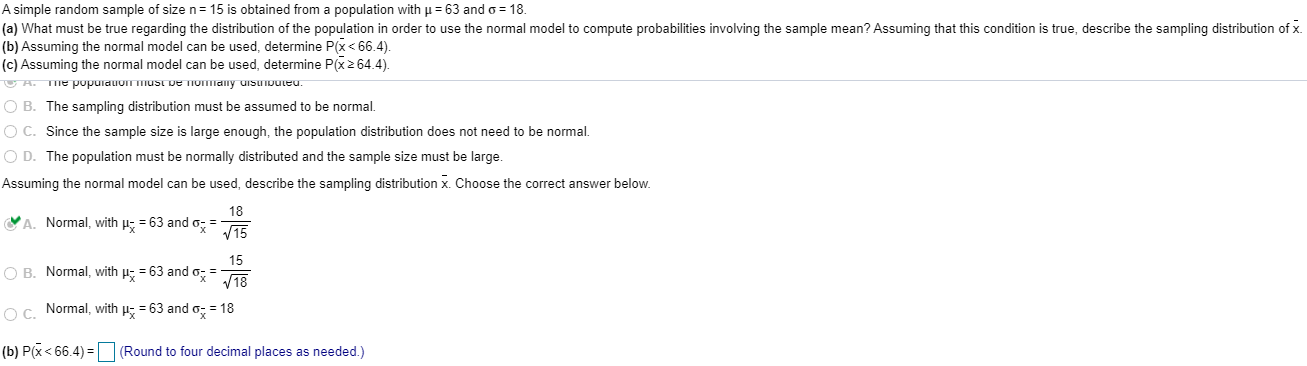 Solved A simple random sample of size n= 15 is obtained from | Chegg.com