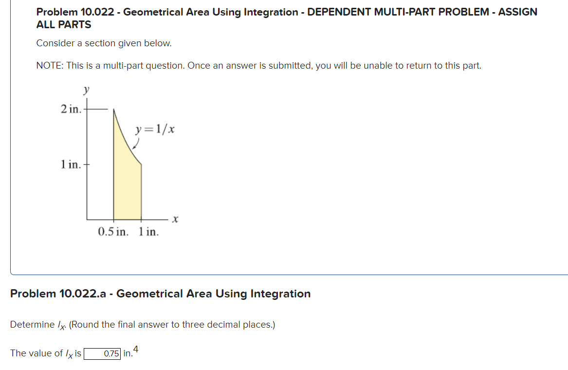 Solved Problem 10.022 - Geometrical Area Using Integration - | Chegg.com