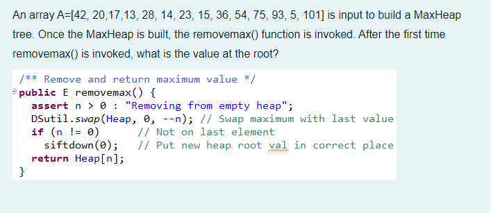 Solved An array A=[42, 20,17,13, 28, 14, 23, 15, 36, 54, 75, | Chegg.com