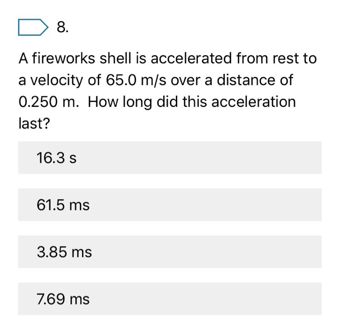 Solved A fireworks shell is accelerated from rest to a | Chegg.com