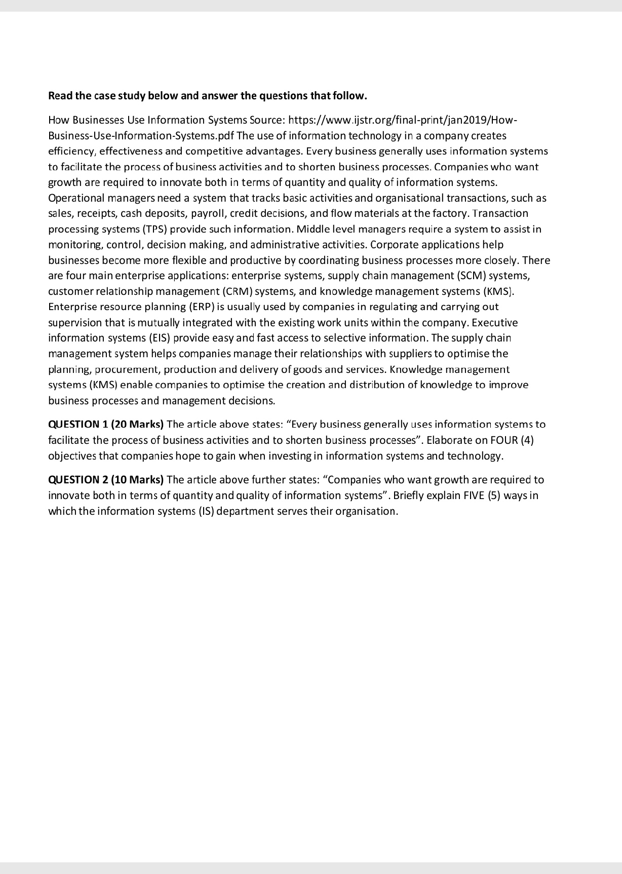 Solved Read the case study below and answer the questions | Chegg.com