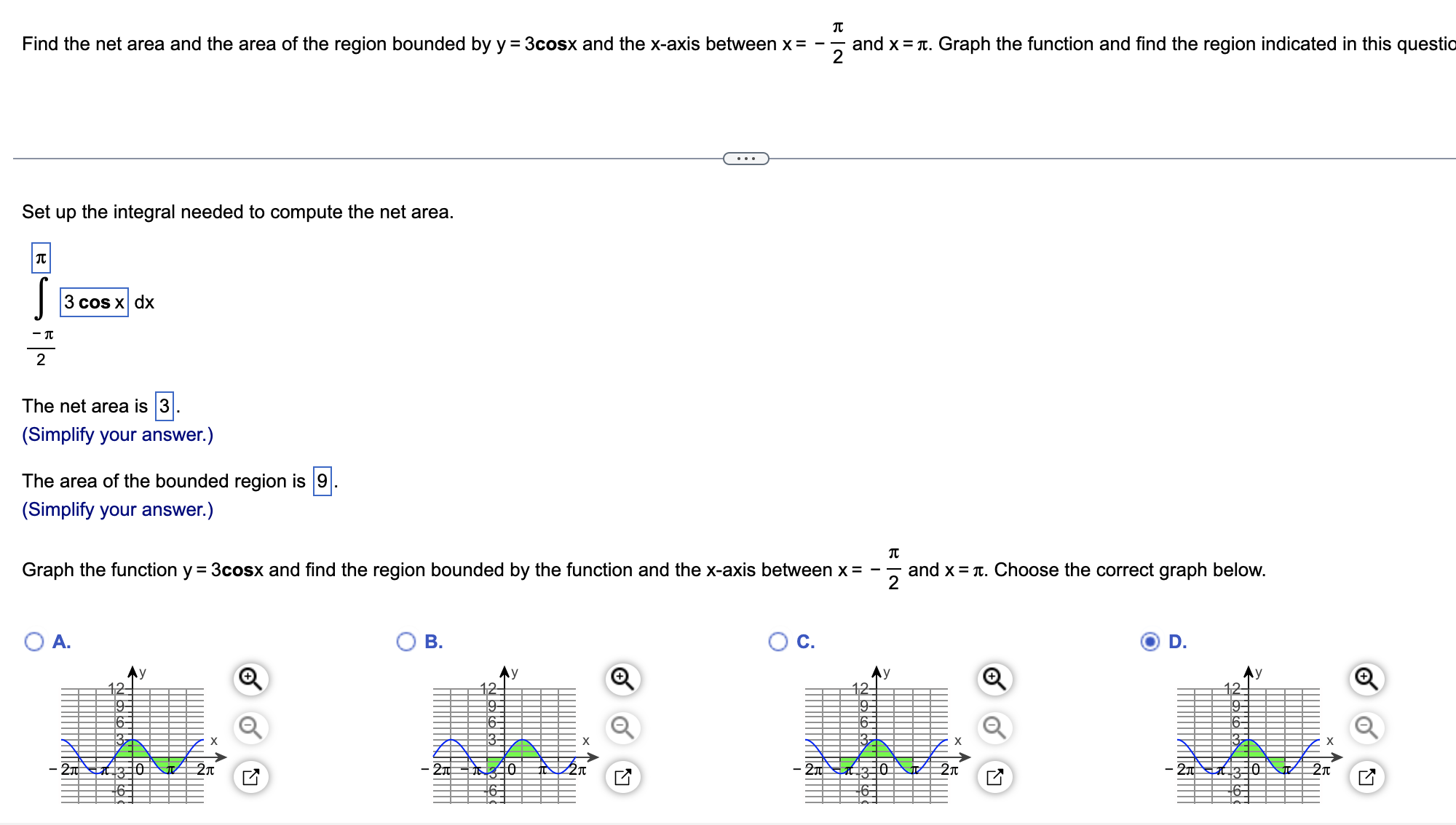 Solved Find the net area and the area of the region bounded | Chegg.com