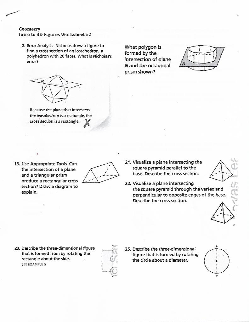 Solved Geometry Intro to 3D Figures Worksheet #2 2. Error | Chegg.com