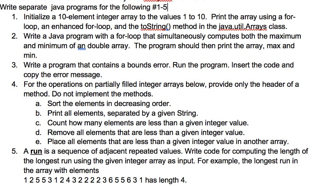 java 157 - assignment - programiz search try pro for... Solved Write separate Java programs for the following #1-5 | Chegg.com